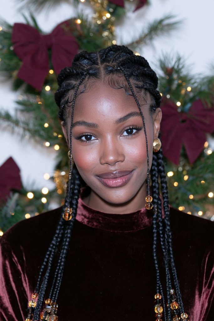 Fulani braids with festive beads