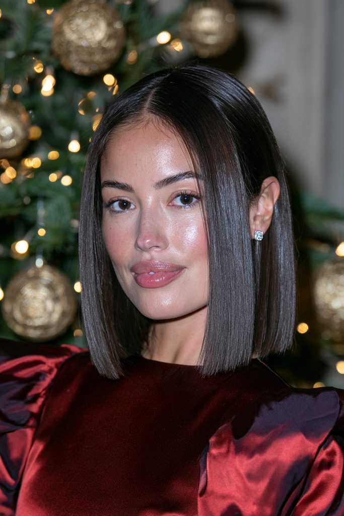 Sleek glass bob Christmas hairstyle