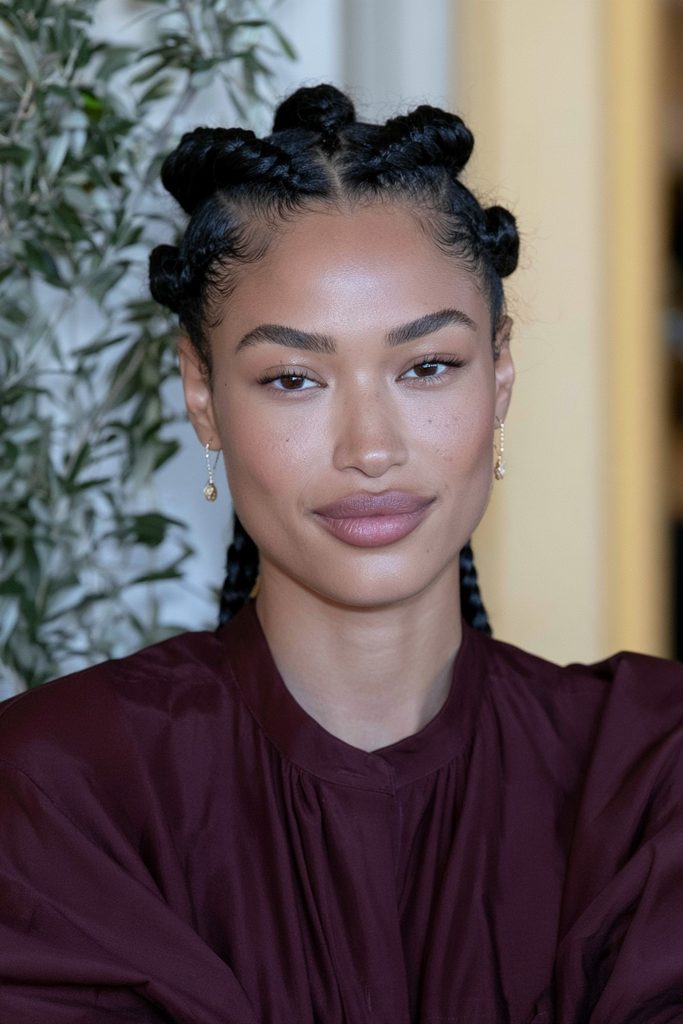 Goddess braids with curly extensions