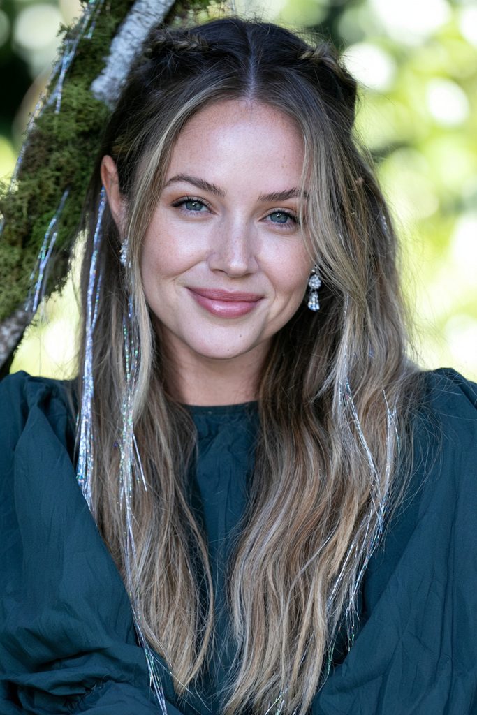Hair tinsel braids fantasy elf hairstyle