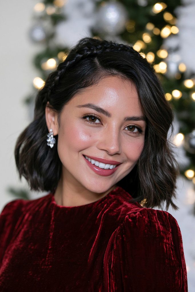 Half-up French braid Christmas hairstyle