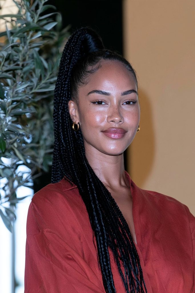 High braided ponytail with braiding hair
