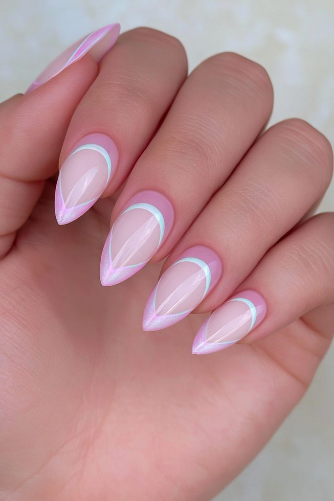 Ivory reverse French manicure nails