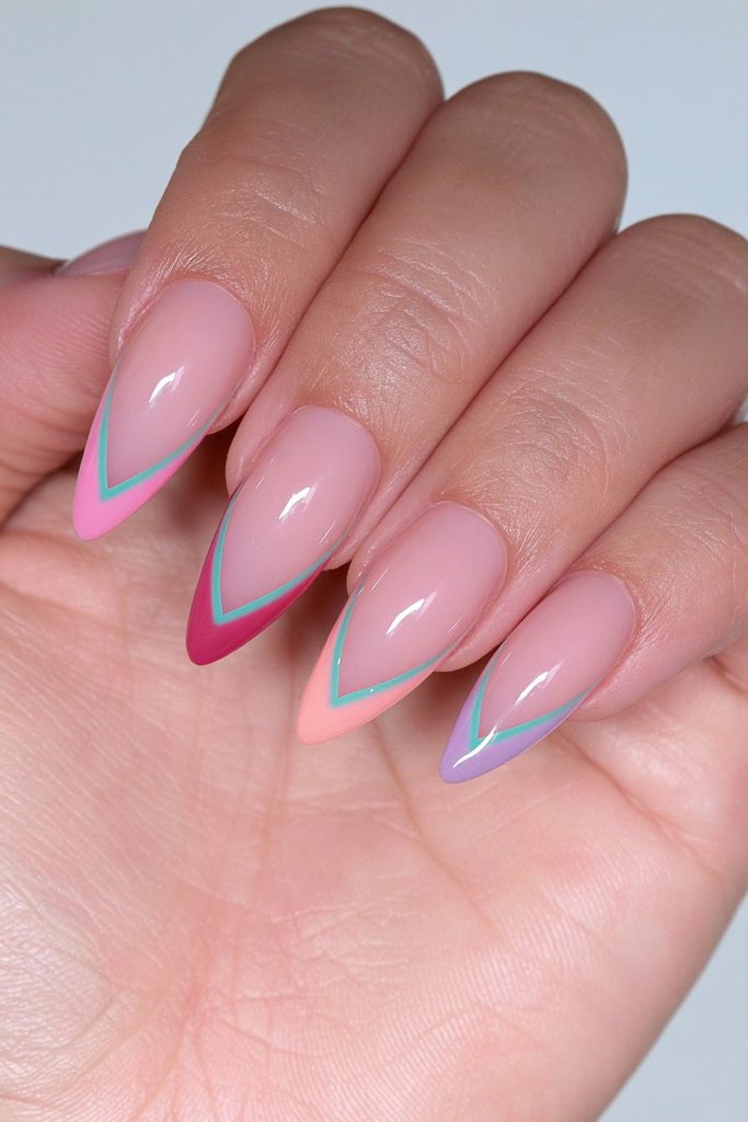 Sheer jelly French tip nails