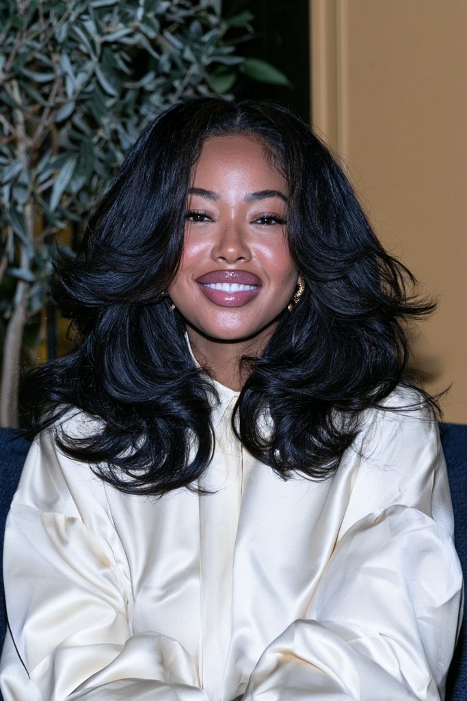 Layered butterfly quick weave bob hairstyle