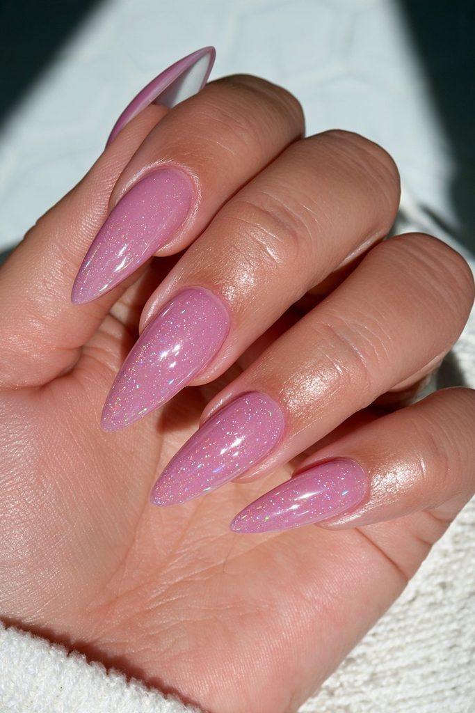 Soft lilac jelly finish nails