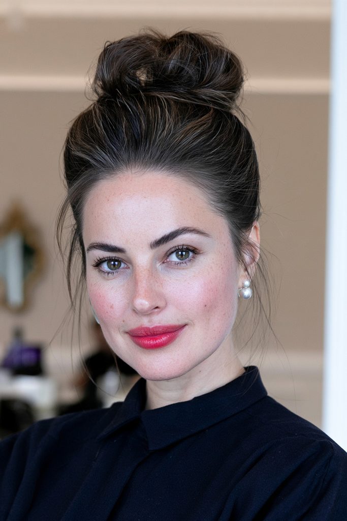 Low beehive updo hairstyle