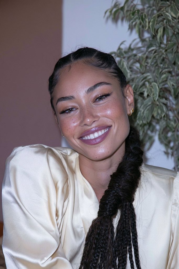 Low braided ponytail wrapped base