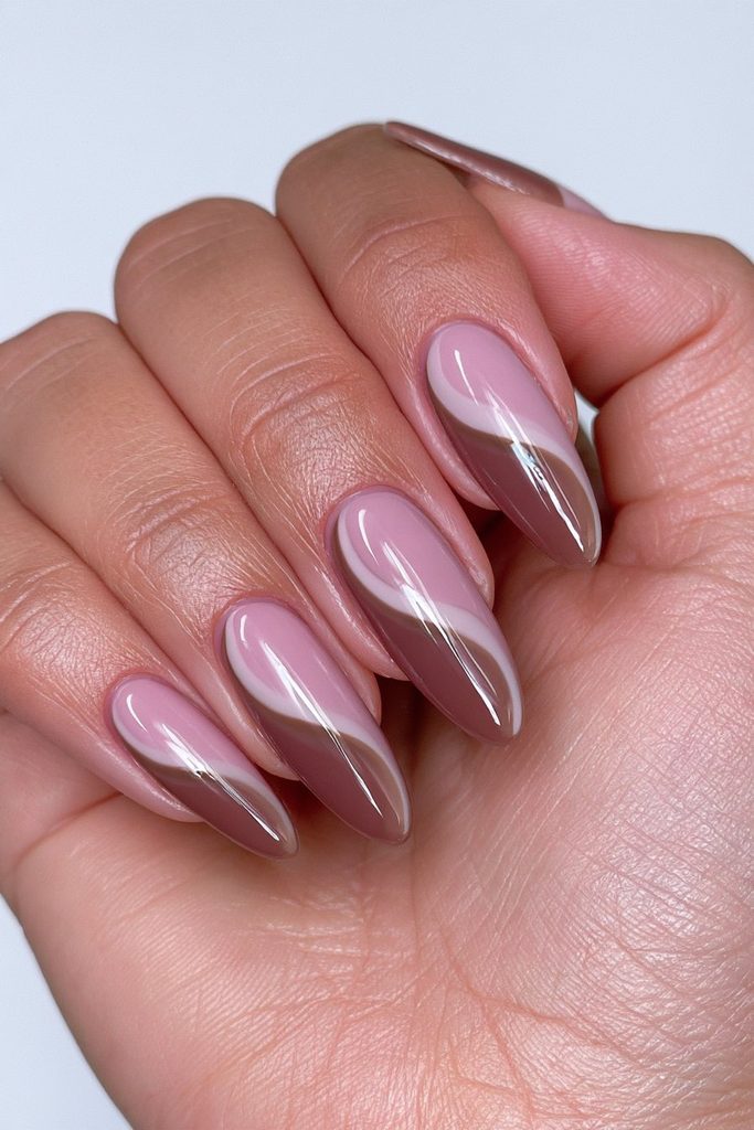 25 Mocha Mousse Nails Ideas for a Cozy, Creamy Manicure 19 Milk chocolate espresso yin-yang nails