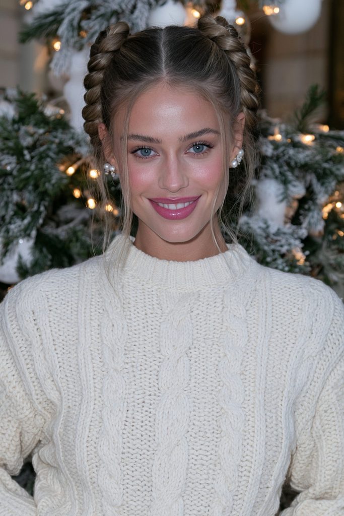 Milkmaid braids festive long hairstyle