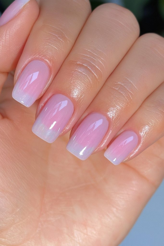Milky pink jelly finish nails