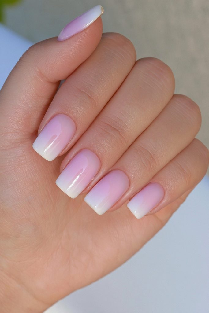 Milky white squoval winter manicure nails