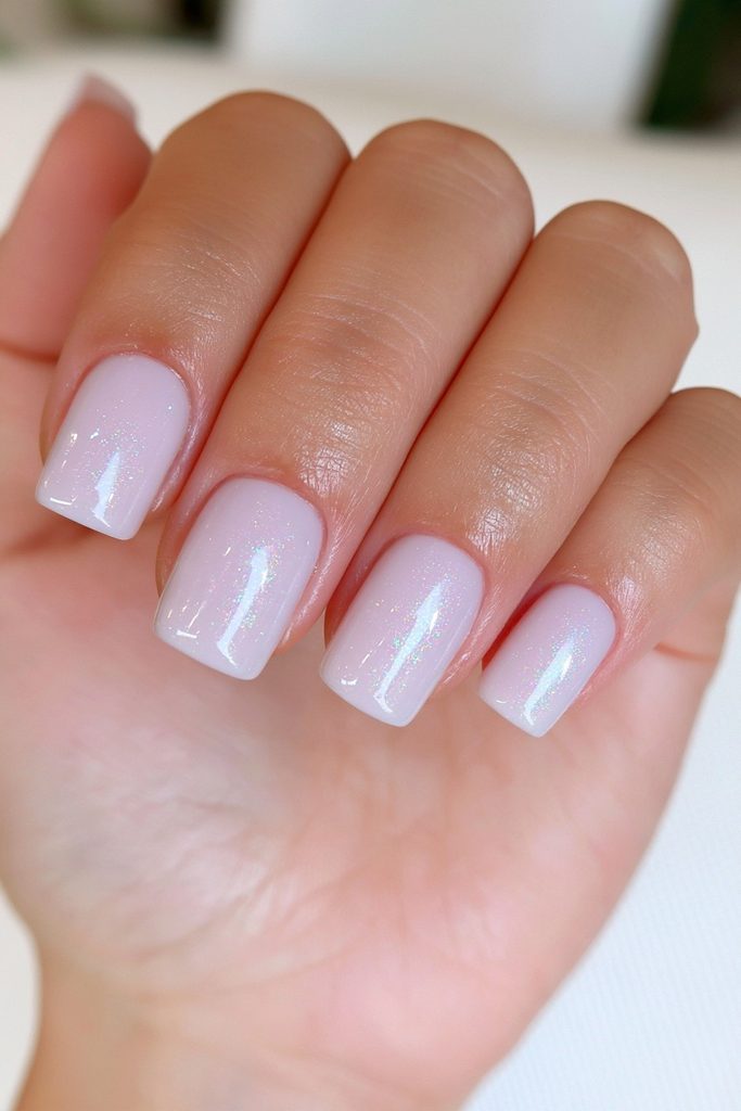 Mist grey creme manicure nails