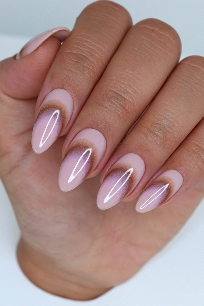 25 Mocha Mousse Nails Ideas for a Cozy, Creamy Manicure 11 Mocha aura gradient effect nails