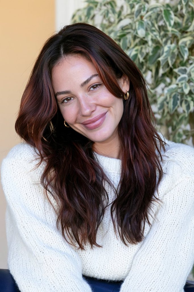 Mulled wine balayage hair color