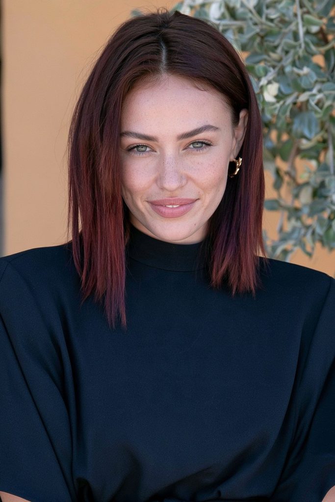 Mulled wine long bob haircut