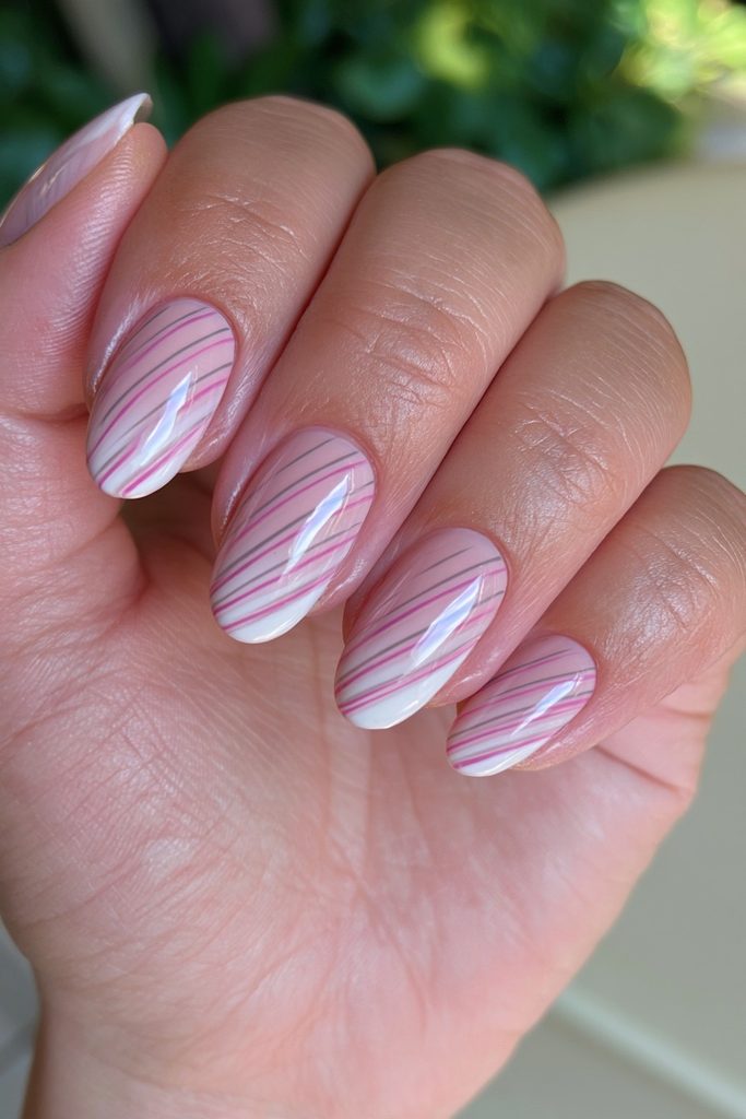 Minimal negative space ski track nails