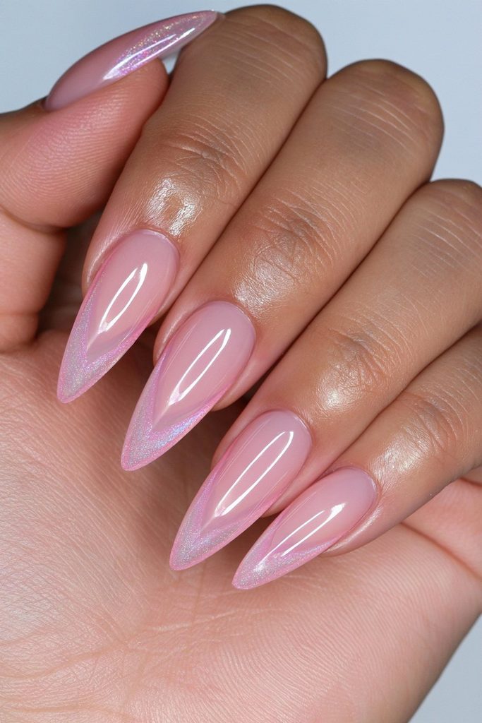 Glossy peach jelly nails