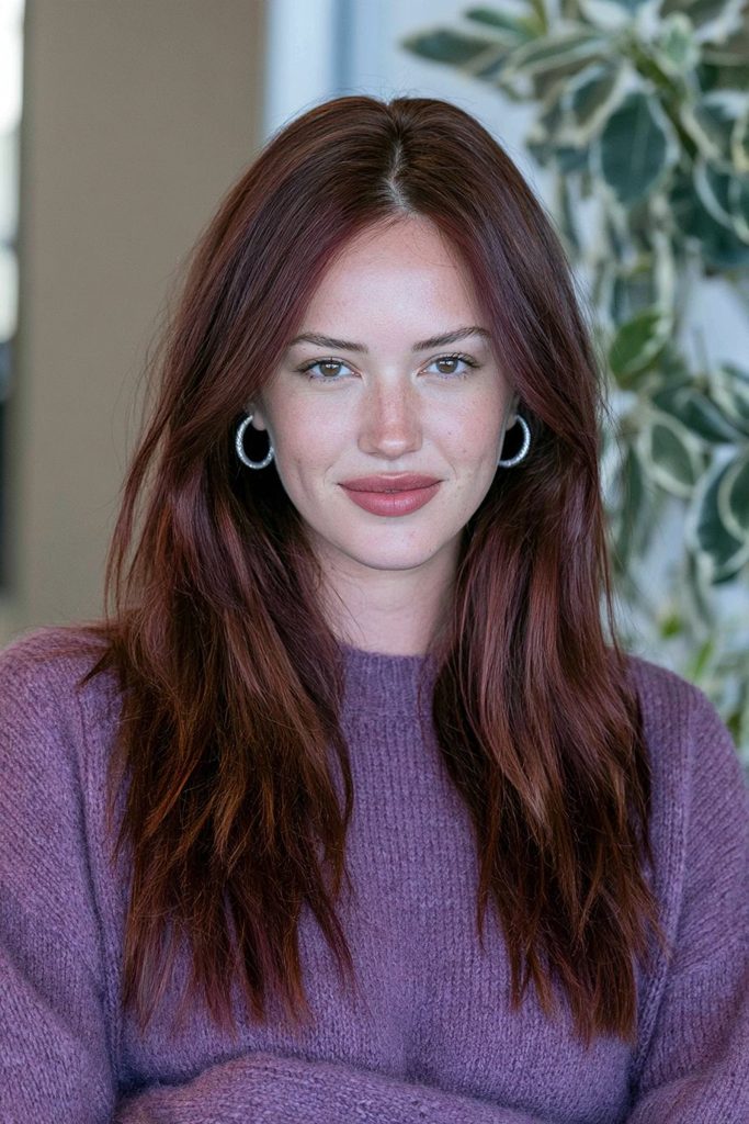 Rich plum wine hair color