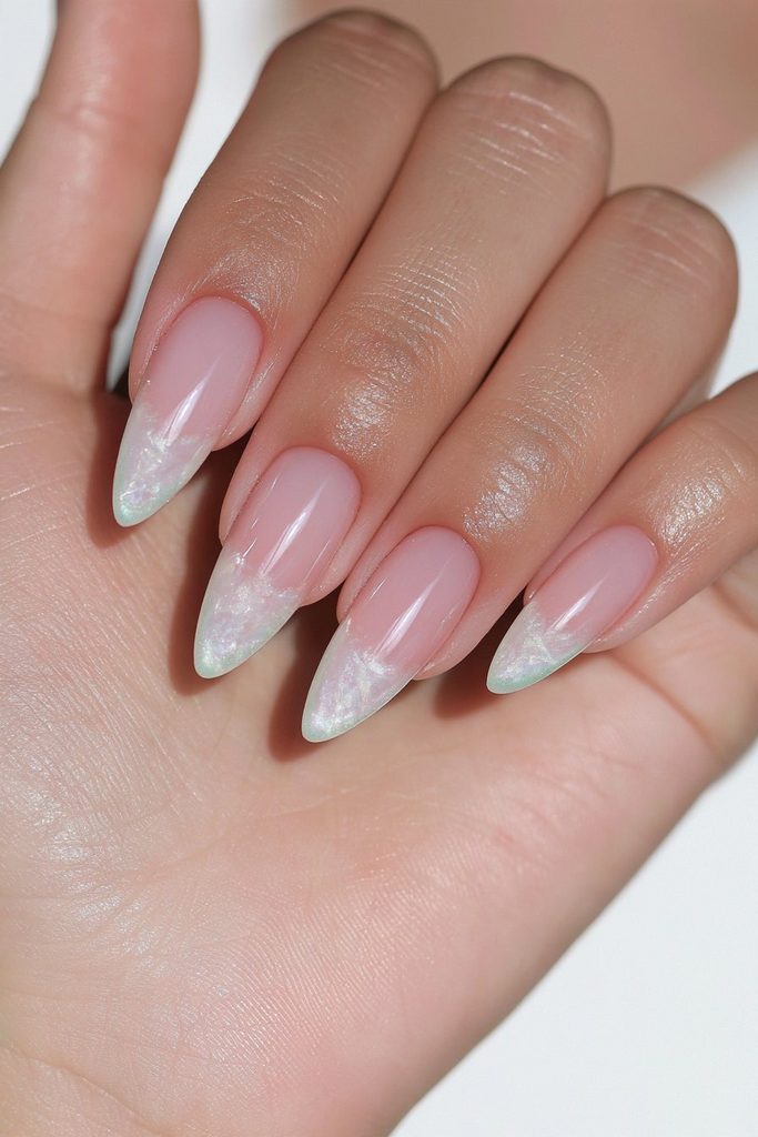 Sea-glass green jelly nails