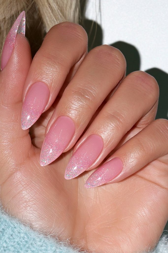 Sheer pink jelly finish nails