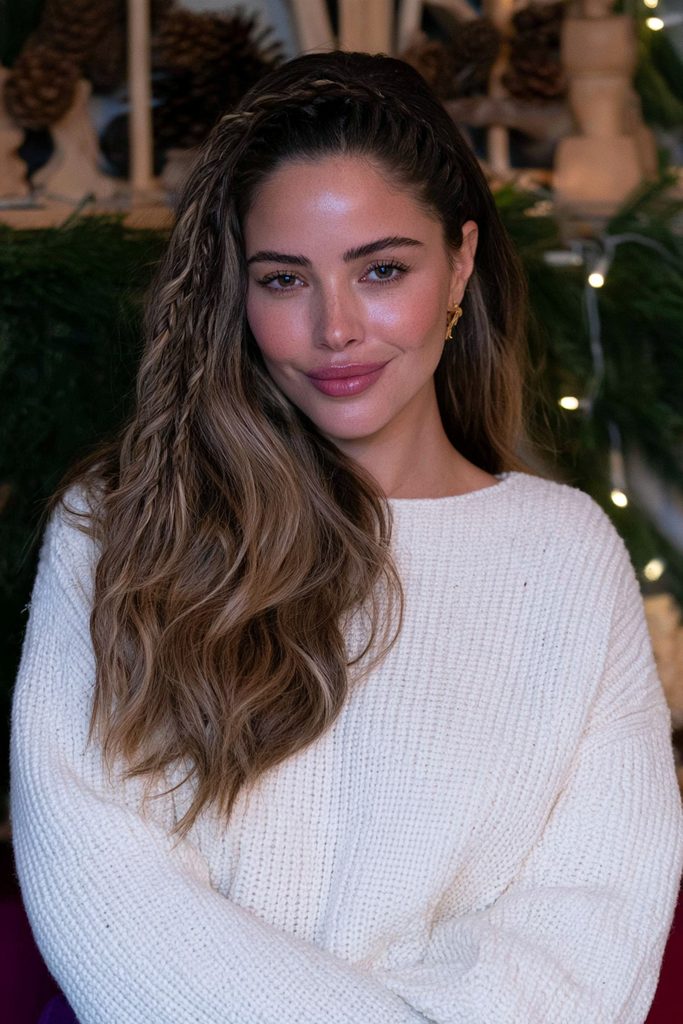 Side-swept lace braid boho hairstyle