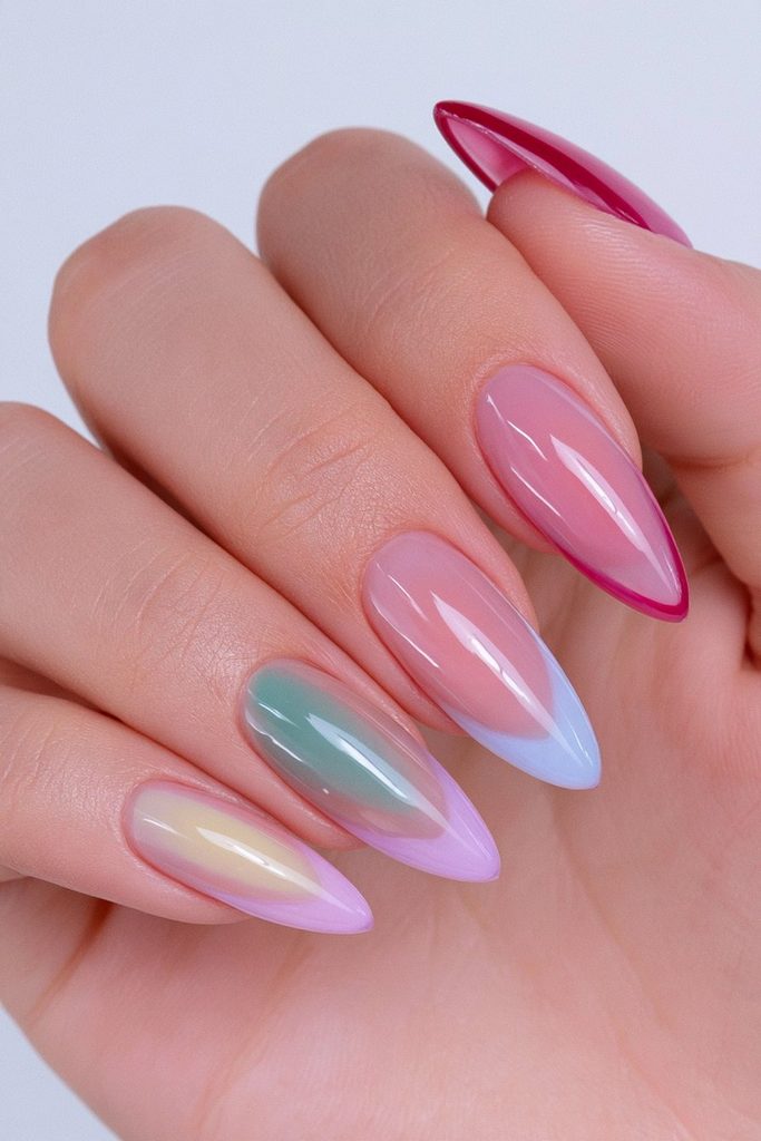 Colorful skittle jelly nails
