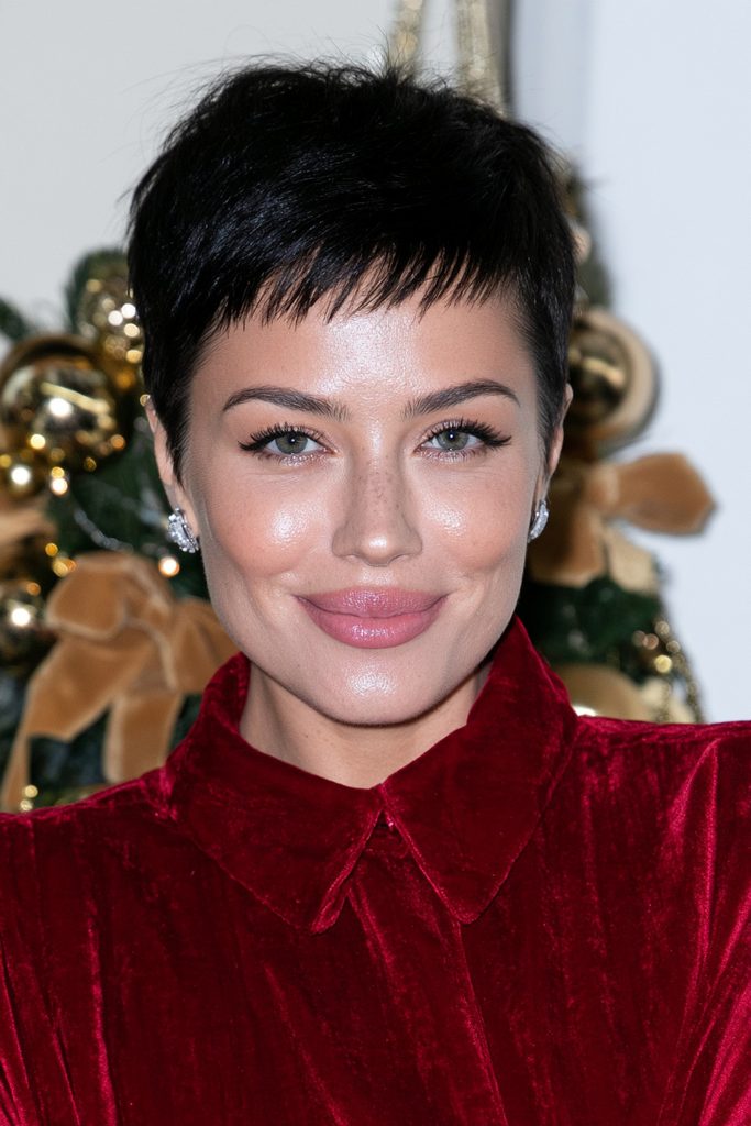 Sleek side-swept pixie festive hairstyle