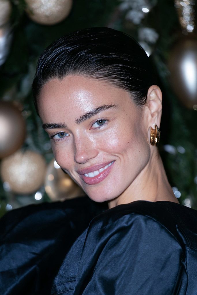Slicked-back pixie festive hairstyle