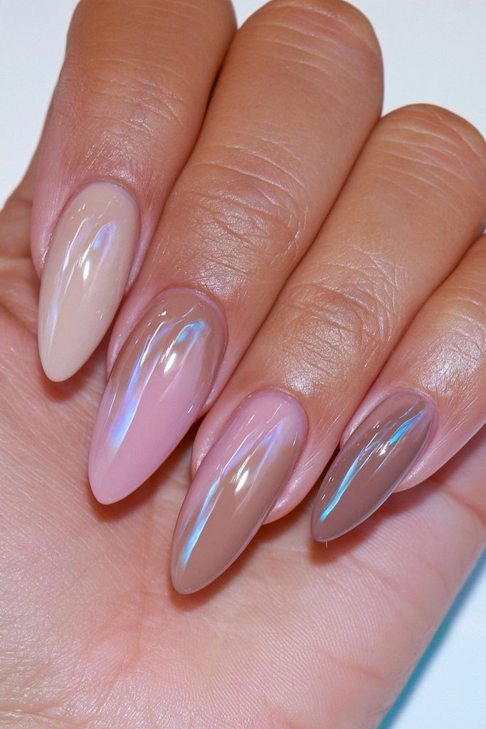 25 Mocha Mousse Nails Ideas for a Cozy, Creamy Manicure 12 Tonal mocha skittle manicure nails