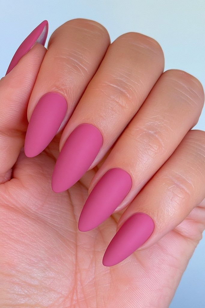 Matte velvet burgundy finish nails